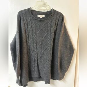 Loft Women XL Wool Blend Gray Sweater Balloon Sleeves Pullover